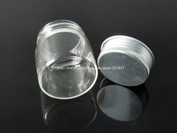 10vnt/Daug skaidraus Stiklo Buteliukas Buteliukas Žavesio Mini Stiklo Butelis Su Sidabro Spalvos Spiralės Aliuminio Dangteliais Diametras 47mm