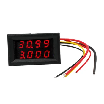 10vnt/daug Skaitmeninis LED 4 Bitų Bual ekranas Automobilį Moto DC 0.00-33.00 V Srovė Volt Matuoklis Matuoklis Ammeter Voltmeter raudona spalva