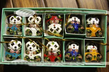 10vnt Kinijos Cloisonne /Emalį panda Kalėdų Papuošalai Pakabukai Raktų pakabukai pristatymas nemokamas