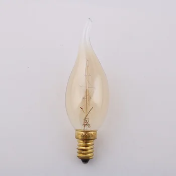 10VNT Retro Vintage Volframo Lemputės Edison Lemputė LED Lemputė E14 Kaitinimo, Šviesos, 110/220V Stiklo Lempučių Lempa 25W 40W Žvakių Šviesos Lempos