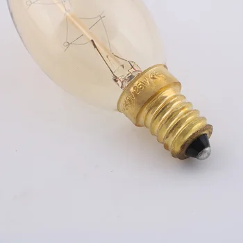 10VNT Retro Vintage Volframo Lemputės Edison Lemputė LED Lemputė E14 Kaitinimo, Šviesos, 110/220V Stiklo Lempučių Lempa 25W 40W Žvakių Šviesos Lempos