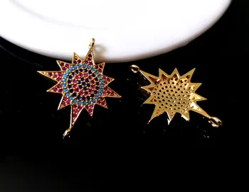 10vnt turkijos Stiliaus Aukso spalvos Sun Flower Jungtis CZ cirkonis Mikro nutiesti kristalų Žavesio 
