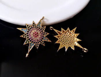 10vnt turkijos Stiliaus Aukso spalvos Sun Flower Jungtis CZ cirkonis Mikro nutiesti kristalų Žavesio 