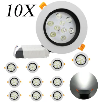 10X Aukštos kokybės 9W LED lubų nišoje downlight lemputės šviesos AC85-265V 7W Siamo LED lubų šviesos balta anti-glare