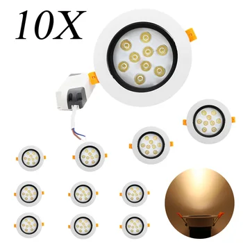 10X Aukštos kokybės 9W LED lubų nišoje downlight lemputės šviesos AC85-265V 7W Siamo LED lubų šviesos balta anti-glare
