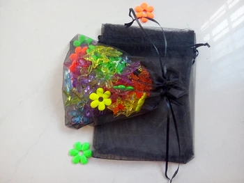 11*16cm 1000pcs Organza Bag black Raišteliu maišelį papuošalų pakavimo maišeliai arbatai/dovana/maisto/candy mažas skaidrus maišelis Siūlų krepšys