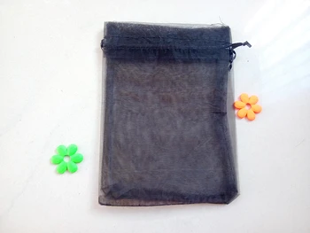 11*16cm 1000pcs Organza Bag black Raišteliu maišelį papuošalų pakavimo maišeliai arbatai/dovana/maisto/candy mažas skaidrus maišelis Siūlų krepšys