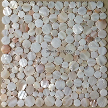 11PCS atsitiktinės gamtos penny apvalus korpuso mozaikos plytelių perlamutru virtuvės backsplash vonios kambarys fone dušo sienų apdailos plytelės