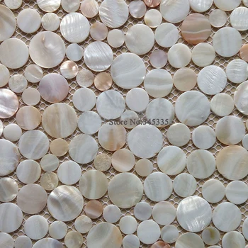 11PCS atsitiktinės gamtos penny apvalus korpuso mozaikos plytelių perlamutru virtuvės backsplash vonios kambarys fone dušo sienų apdailos plytelės