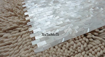11pcs Stačiakampio Gamyklos tiesioginio pardavimo plytų balta motina perlų mozaikos backsplash vonios kambarys, virtuvėje plytelės shell mozaikos tapetai