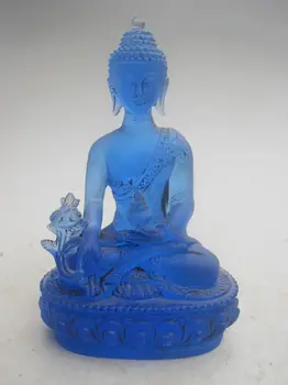 12 cm * / Retas Mėlyna Keteros Krištolo, Liuli Budos statula