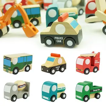 12pcs Kūdikių Žaislas Medinis Automobilių Žaislai Vaikams, Mini Transporto priemonių, Žaislų Kūrybos Mediniai Automobilio Modelį Baby Vaikų Švietimo Dovana Žaislas