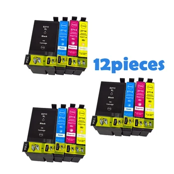 12pcs T2711 Epson rašalo kasetės T2711 T2712 T2713 T2714 Epson WorkForce WF-7110 WF-7610 WF-7620 WF-3620 WF-3640 spausdintuvą
