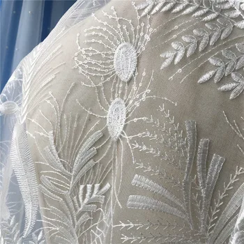 130cm*1meter prancūzų siuvinėjimo Nėrinių Audinio vestuvinė suknelė Baltos spalvos nėrinių siuvinėtos aplikacijos 