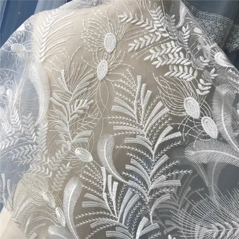 130cm*1meter prancūzų siuvinėjimo Nėrinių Audinio vestuvinė suknelė Baltos spalvos nėrinių siuvinėtos aplikacijos 