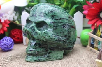 1323 gramų natūralaus kvarco kristalo žalia kaukolė išgydyti