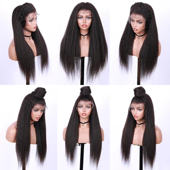 13x6 Deep Part Lace Front Human Hair Wigs Pre Plucked 150% Density Brazilian Kinky Straight Remy Elva Hair Wig With Baby Hair
