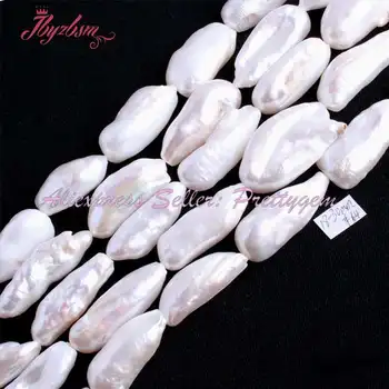 15-27mm Laisvas Baltos spalvos Gėlavandenių Perlų, Natūralaus Akmens Karoliukai, 