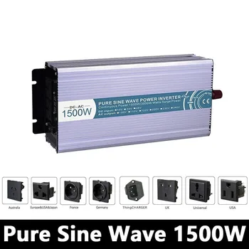 1500W Pure Sine Wave Keitiklis,DC 12V/24V/48V AC 110V/220V,išjungti Tinklo Galia Invertor,įtampos Keitiklis, Darbas Su Baterija, Pultas