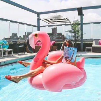 150CM 60 Colių Milžinišką Pripučiamą Flamingo Baseinas Plaukti Rožinė Važiuoti-Dėl Plaukimo Žiedas Suaugusiems, Vaikams, Vandens Atostogų Šalis Žaislai Piscina