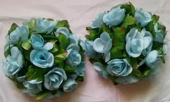 15cm plastiko centras su žaliais lapais, bučiavosi vestuvių kamuolys -saldainiai vestuvių decorationsLake mėlyna