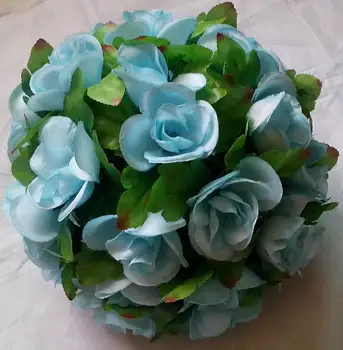 15cm plastiko centras su žaliais lapais, bučiavosi vestuvių kamuolys -saldainiai vestuvių decorationsLake mėlyna
