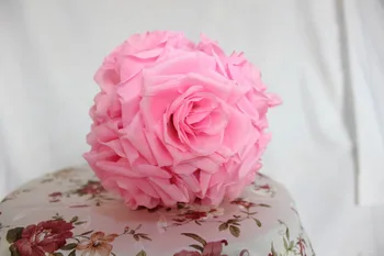 15cm rožinės spalvos Elegantiškas Dirbtinio Šilko Užspaudimo Rožių Gėlių Kamuolys Kabo Bučiavosi Kamuolius, Vestuvių Kambarys Šalis Dekoro Prekes