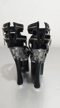 18 cm aukšto kulno batai, nauji stiklo šaknis paketas su sandalai užtrauktukas apdailos Šokių Bateliai