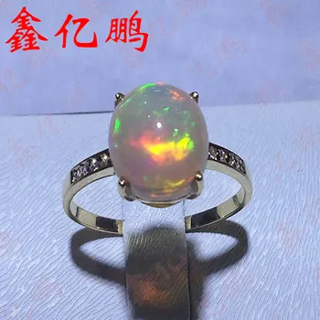 18 k auksu inkrustacijos gamtos opalas žiedas 9x11mm