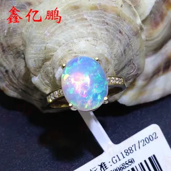18 k auksu inkrustacijos gamtos opalas žiedas 9x11mm