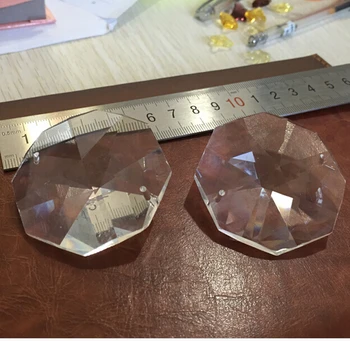 180pcs/daug 40mm stiklo kristalų aštuonkampis, karoliukų, 2 skylių šviestuvo dalys prizmę karoliukų pakabukas nemokamas pristatymas