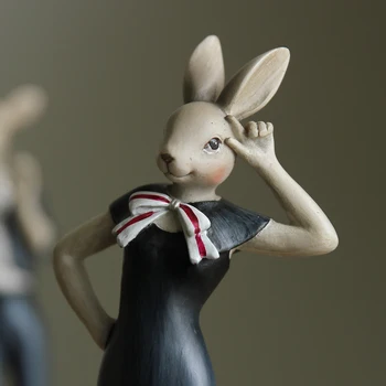 18cm Aukštis Polyresin Amerikos Šalyje Elnias/ Bunny Girl Gyvūnų Dervos amatų Namų darbastalio Apdaila Orlaivių Dovana