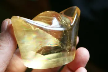 195g AAA+Kinijos Aukso Luitų Aukso Medaus Islandija Boksuotis Optinis Kalcitas w Vaivorykštė