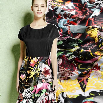 19mm prekės ženklo mados šilko audinys 2017 naujas skaitmeninis rašalinis natūralaus šilko ruožas satino audinio suknelė cheongsam didmeninė šilko audinio