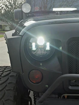1Pair 40W 7inch Apvalus LED Žibintai Projektorius, H4 Hi/Low Off-road Jeep Wrangler Unlimited JKU 4 Durų,AM General 