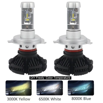 1Pair Automobilio LED Žibintai Lemputės H4 9003 Hi/Lo Bi Pluošto 50W Rūko Šviesos važiavimui Dieną H4 LED Žibintai, Automobilių Auto LED Žibintai Lemputės