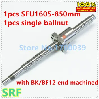 1pcs 1605 C7 Ballscrew L=850mm, su SFU1605 Kamuolys varžtą vieną kamuolys veržle, skirtas CNC dalis BK/BF12 pabaigos tvarkymo