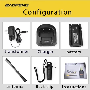 (1pcs)walkie talkie BaoFeng UV-82 Dual-Band 136-174/400-520 MHz FM Kumpis Du būdu Radijo siųstuvas-imtuvas super galios baofeng uv82