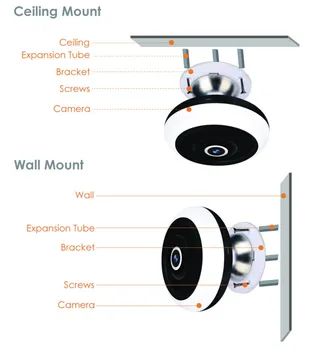 (1set) 360 Smart Panoraminis Saugumo Kameros su Lubų, Sienų Desk Mount Milžiniškas Peržiūrėti Kampas Ir 2 Būdas Audio Domofonas su Nemokama programa