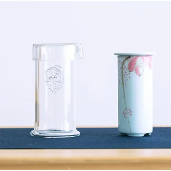 200ML Trumpas Rankomis Dažyti Lotus Modelis Karščiui atsparios Stiklo Keramikos Filtras Arbatinukas Office Teaware Žiūronų Arbatos Virduliai Dovanos