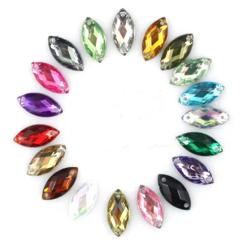 200pcs 23clolor 4 size Marquise Multi-colored Silver Base Sew On Rhinestone Beads Sewing On Horse Eye Stones Two Holes