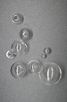 200pcs 8 10 12 14 16 18 20 25mm Mini Lemputę Pasaulyje Stiklo burbulas apvalus kamuolys, su skyle 