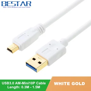 (200pcs/lot) )Auksu USB 3.0 TYPE A Male AM Mini 10Pin B Pratęsimo Kabelis USB 3.0 vyrų į Mini USB 10 pin 10p cable