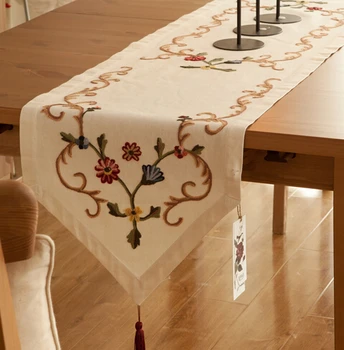 #201 namų stalo runner lova mat medvilnės&lino siuvinėjimo gėlių specialaus dizaino namų papuošalas audinys