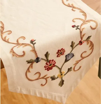 #201 namų stalo runner lova mat medvilnės&lino siuvinėjimo gėlių specialaus dizaino namų papuošalas audinys