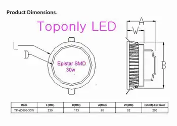 2016 m. Naujo Dizaino 30w led downlight lubų embeded SMD Epistar led žemyn lempos CRI>80 UL išvardytų led driver AC100-240v 3100lm balta