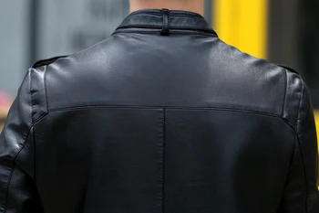2016 m. pavasario odiniai drabužiai vyrų trumpas projekto stovėti apykaklės odos motociklo striukė avikailio kailis 8826