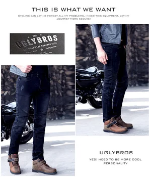 2016 naujausias uglyBROS Featherbed black jeans standartinės versijos automobiliu džinsai, kelnės džinsus, Motociklą numesti džinsai