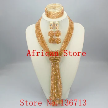2016 panas penjualan pernikahan Nigerija Afrikos perhiasan manik-manik nustatyti, Kalung kostum Afrikos Nustatyti perhiasan pengantin R112