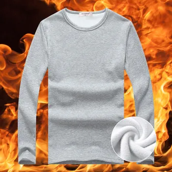 2017 Aukštos Kokybės Rudens Žiemos Mens Šiltas Šilumos marškinėlius Žmogus ilgomis Rankovėmis Atsitiktinis V-Kaklo Aksomo Storio Plius Storio T-Shirt Vyrai Tees